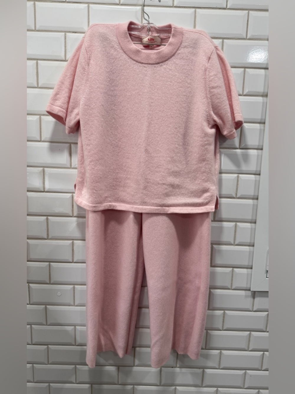 Kilte Cashmere Wide-Leg Pants & Short Sleeve Top Pink. Sz 3 Used: like new